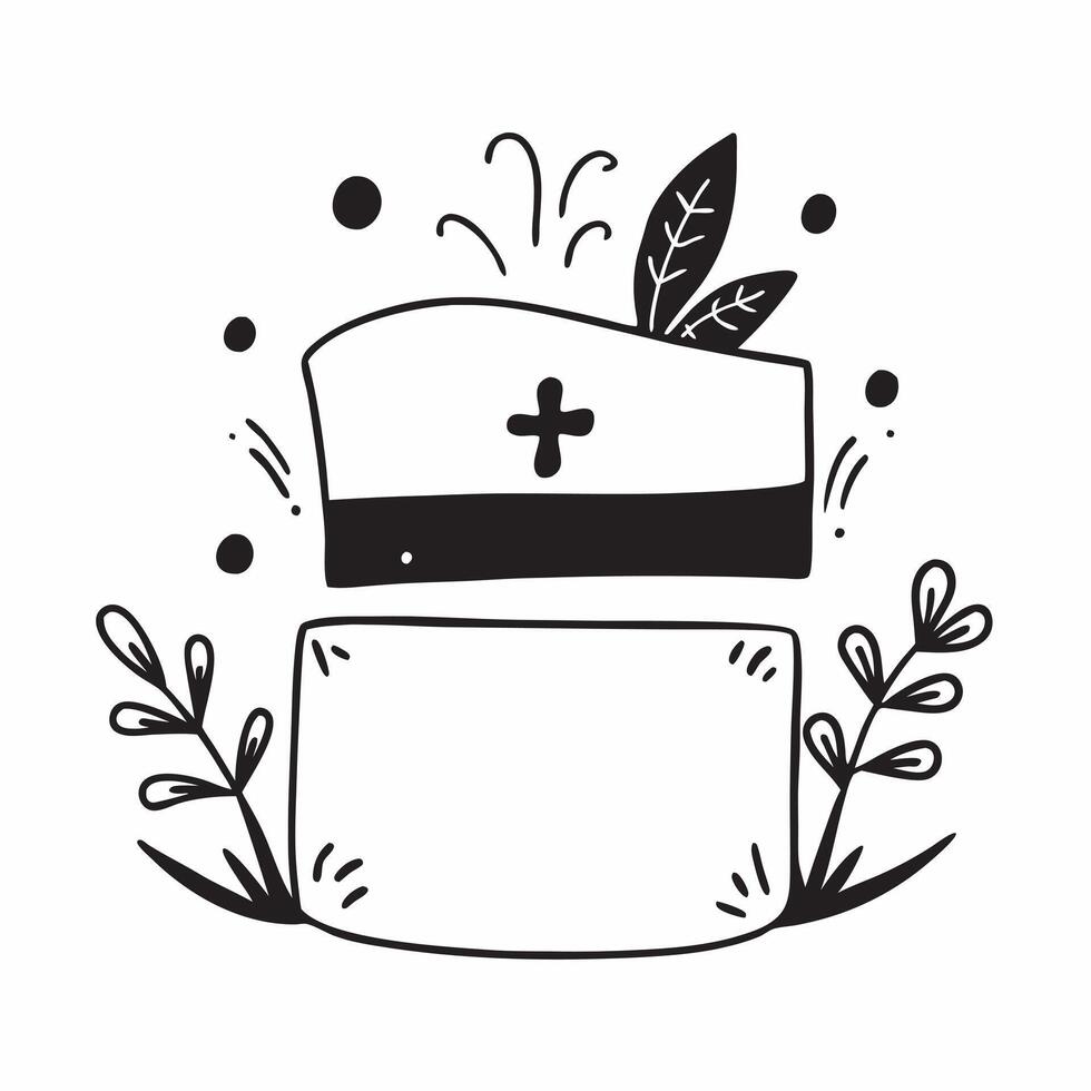 Cempas chil Flower and Cross Border with Copy Space concept as A border frame featuring a cempas chil flower on the top left and a cross on the bottom right with ample copy space f pure vector