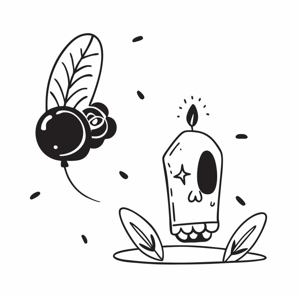 Flat Cempas chil Flower and Sugar Skull Isolated concept as A illustration of a cempas chil flower paired with a sugar skull both isolated on a white background The pure vector