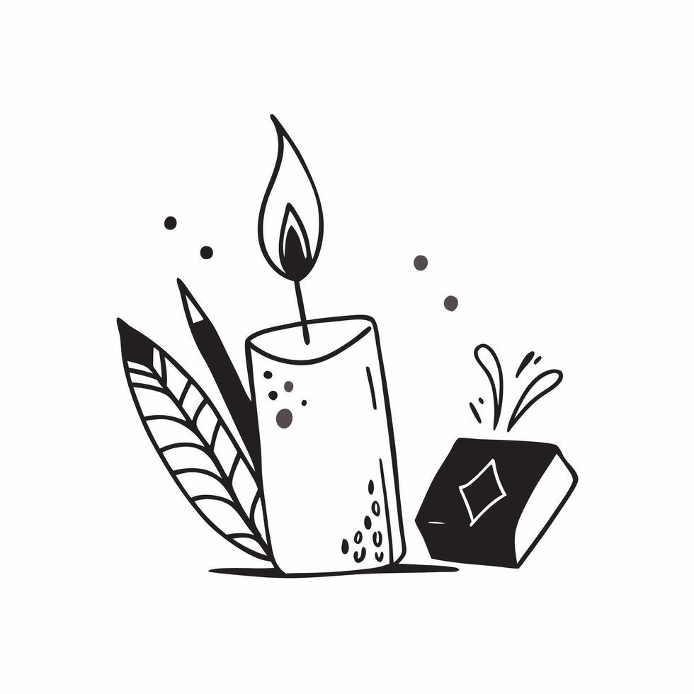 Flat Cempas chil Flower and Candle Isolated concept as A illustration of a cempas chil flower and a lit candle both isolated on a white background The clean design e pure vector