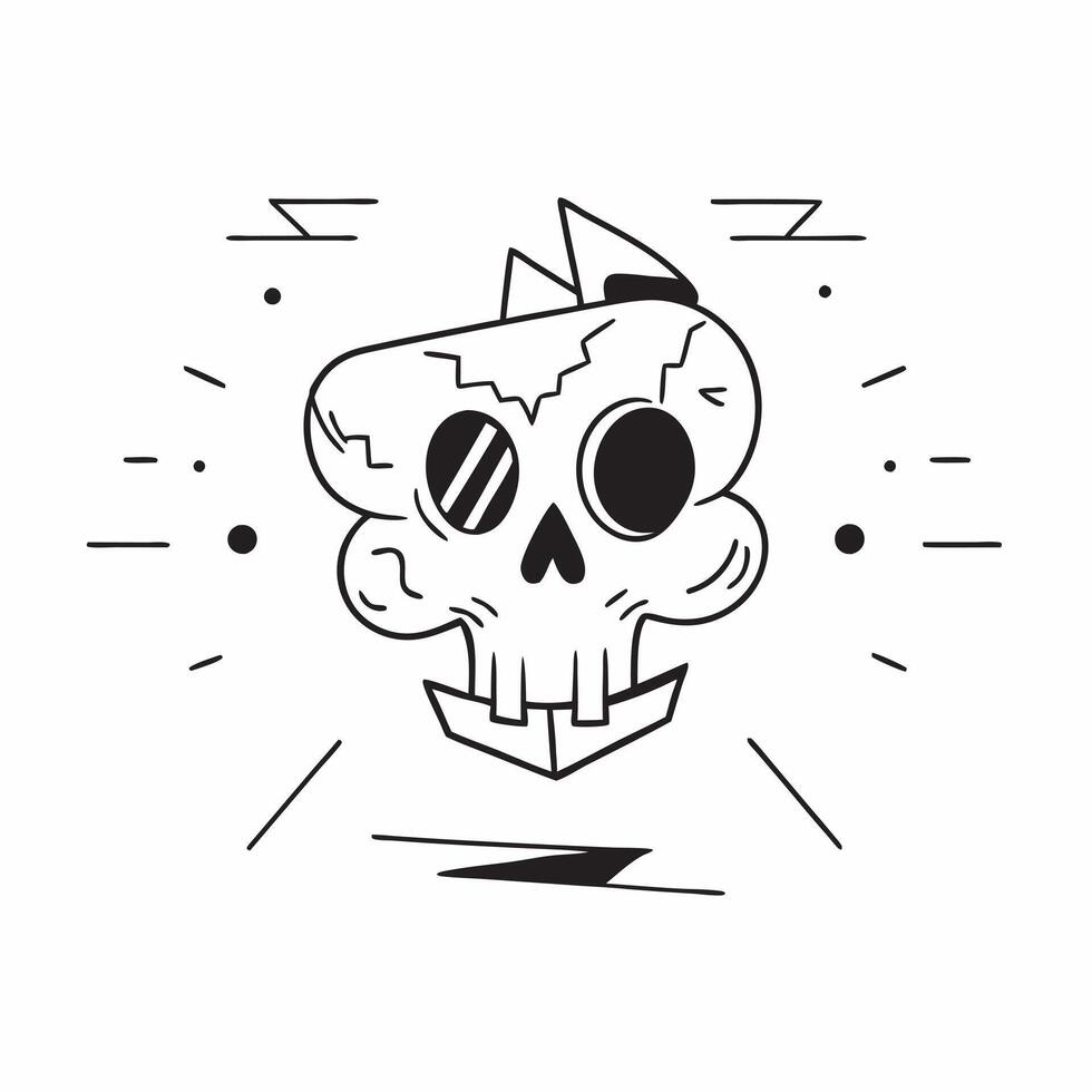 Flat Glowing Calavera Skull in Abstract Digital Light concept as A vibrant digital artwork featuring a glowing calavera skull surrounded by swirling neon lights and abstract patter pure vector