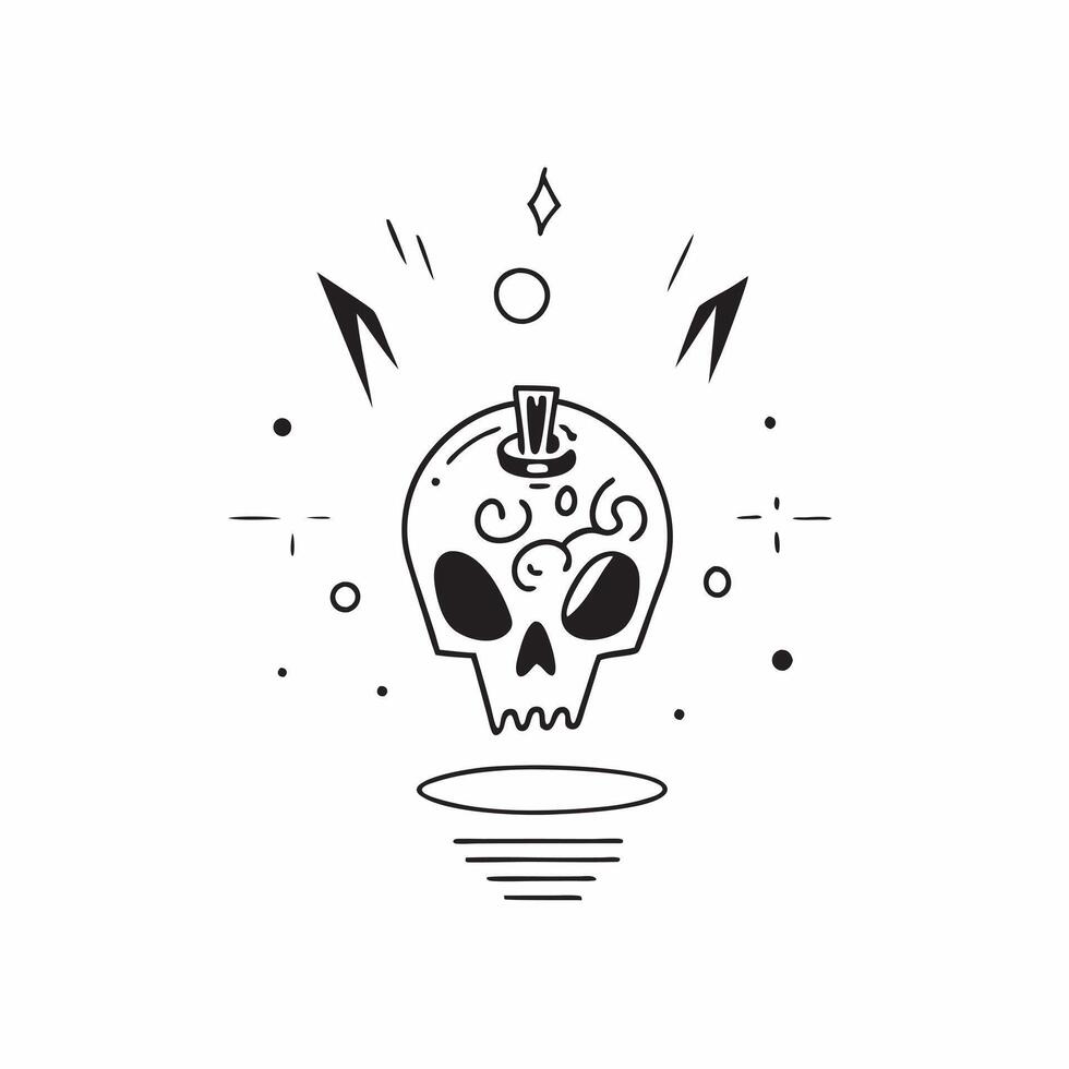 Flat Glowing Sugar Skull with Neon Patterns concept as A digital artwork showcasing a glowing sugar skull with intricate neon patterns swirling around it set against an abstract di pure vector