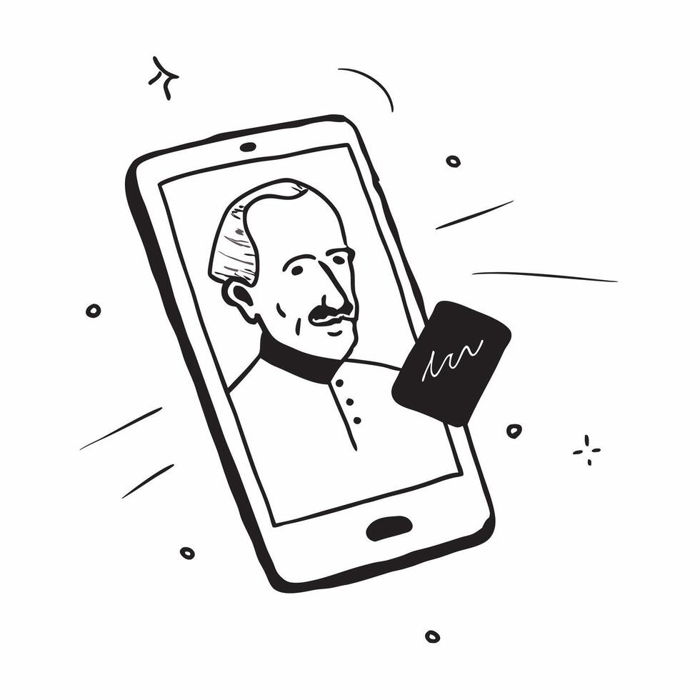 Mobile phone with holographic Atat rk portrait and 29 Ekim text isolated on white background concept as Camera movement Pan across the mobile phone screen displaying a holographic pure vector