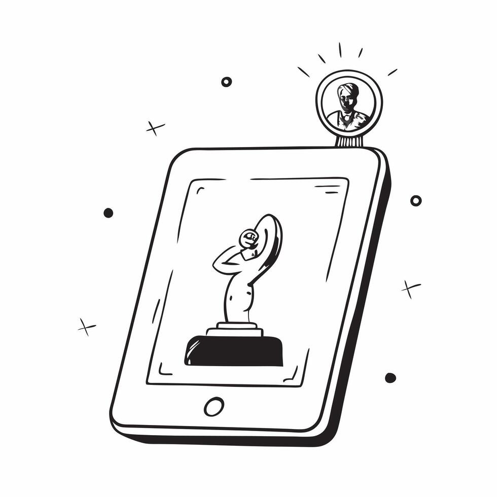 Tablet with holographic Atat rk statue and 29 Ekim text isolated on white background concept as Camera movement Zoom into the tablet screen displaying a holographic Atat rk statue pure vector