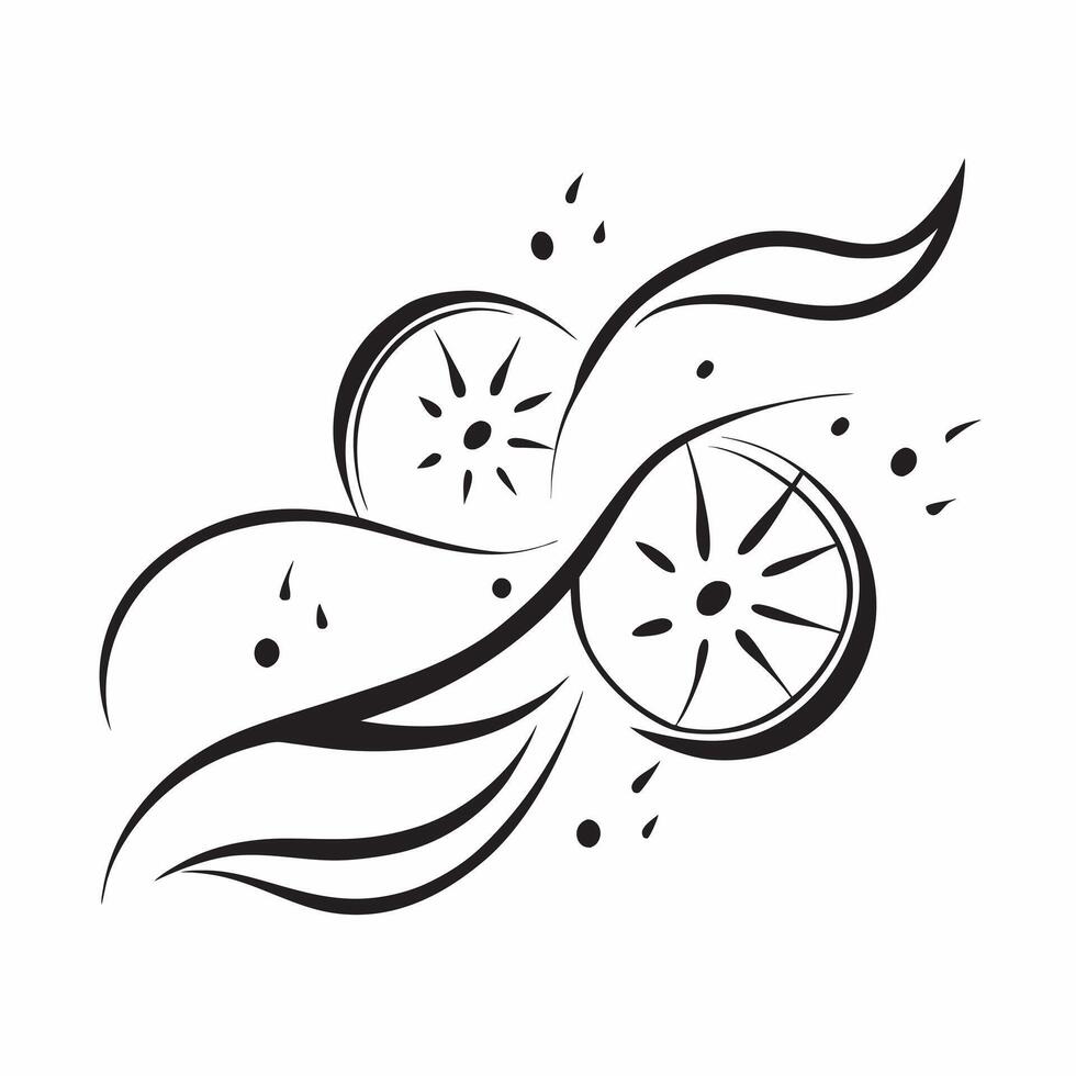 Abstract citrus slices forming a refreshing wave with Zesty Fresh text concept as A vibrant illustration with abstract citrus slices arranged in a wave pattern accompanied Cleans vector