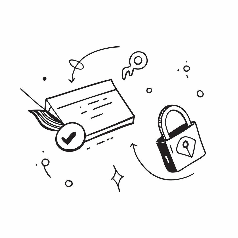 Abstract credit card and padlock with Secure Payments text concept as A minimalist design featuring an abstract credit card and padlock with the text Secure Payments The el Cleans vector