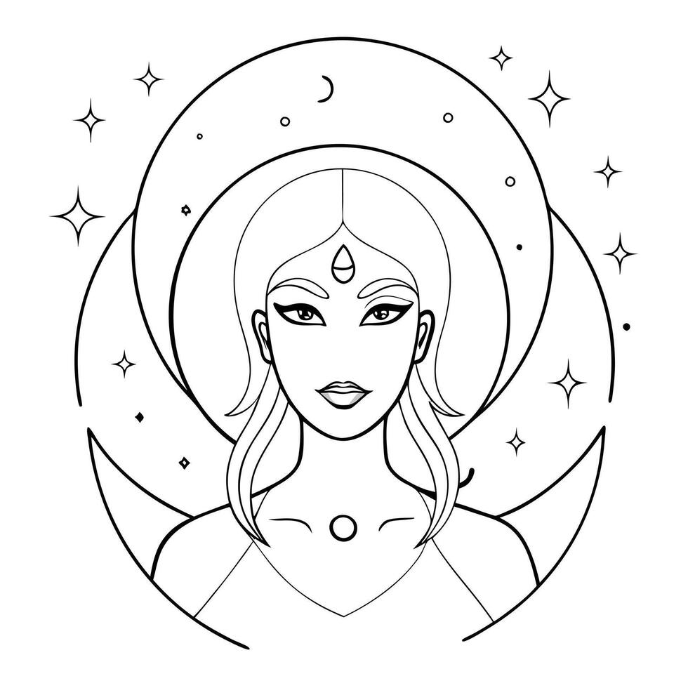 Abstract Digital Art of Moon Goddess concept as A glowing abstract representation of the Moon Goddess a symbolic figure in the Mid Autumn Festival surrounded by luminous shapes and Cleans vector