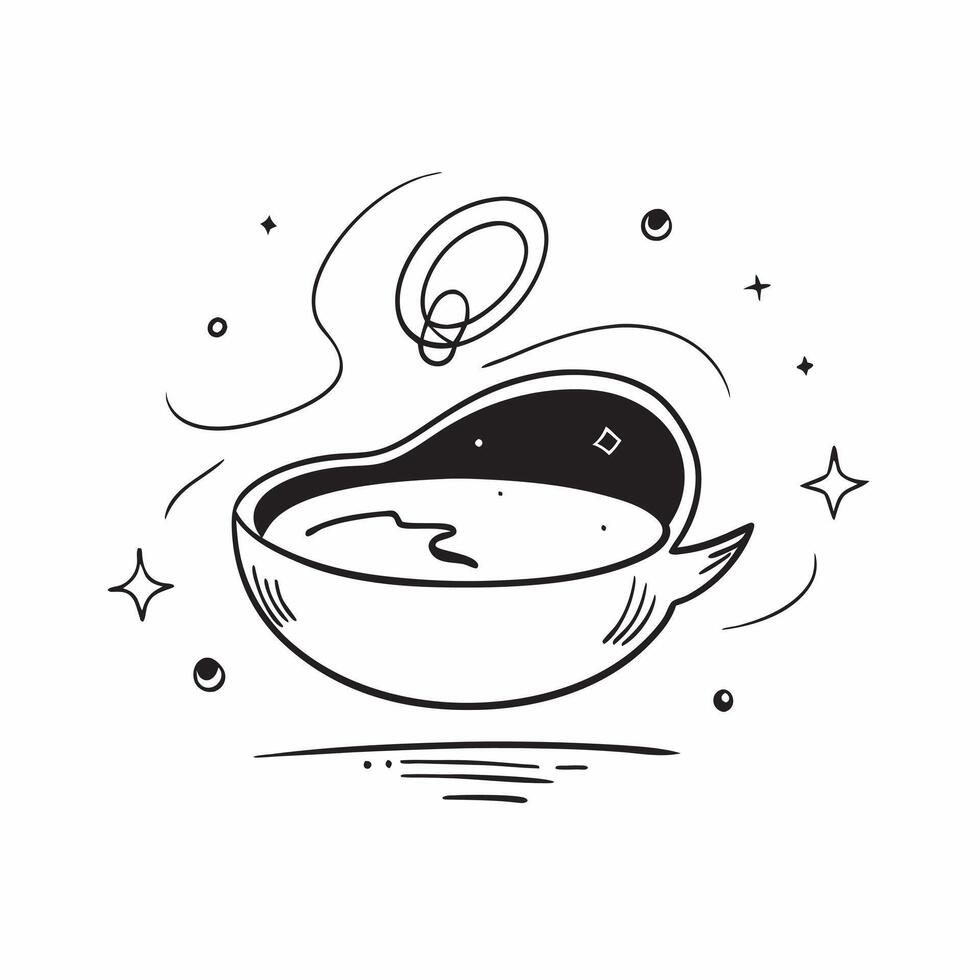 Abstract glowing waveform creating a teacup outline concept as Glowing waveforms dance to form the outline of a teacup set against a dark background The camera oscillates gently e Cleans vector