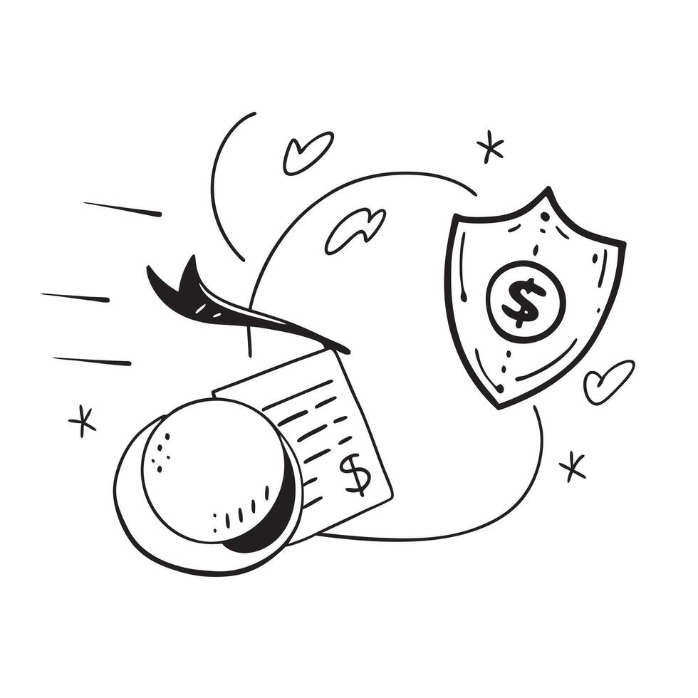 Abstract money bag and shield with Financial Security text concept as A design showing an abstract money bag and shield paired with the text Financial Security The elements Cleans vector