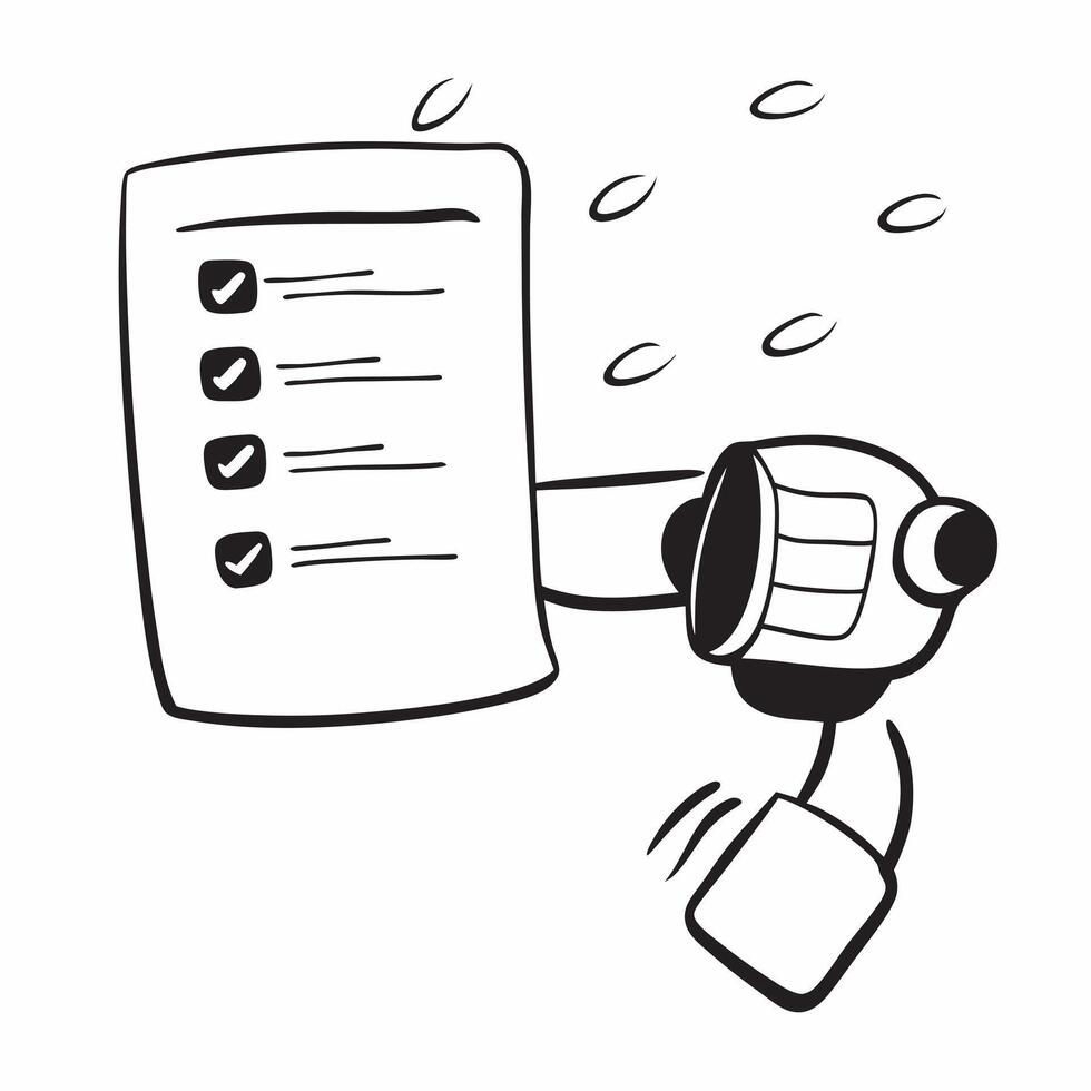 AI robot with holographic task list and copy space concept as An AI robot with floating holographic task lists glowing brightly above it The right side of the image is left blank Cleans vector