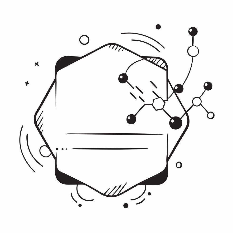 Bio inspired border with molecular structure and copy space concept as A border frame featuring a bio inspired molecular structure design framing a central copy space The molecule Cleans vector