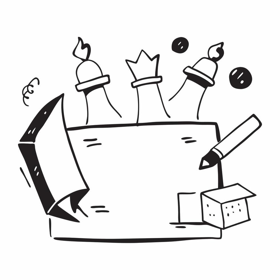 Border frame with chess pieces and strategy board for Strategy concept as A border frame design featuring chess pieces and a strategy board symbolizing business strategy The desig Cleans vector