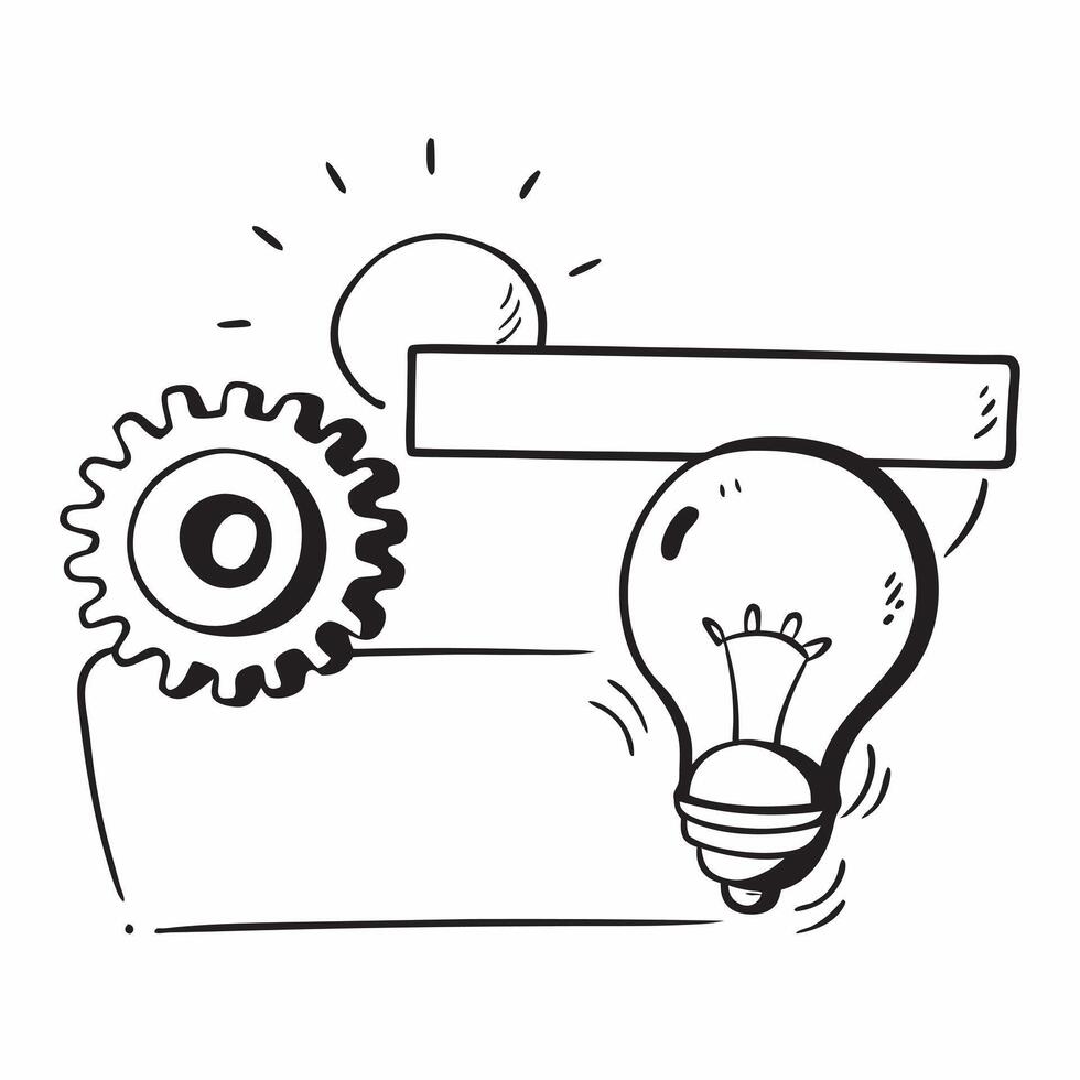 Border frame with light bulb and gears for Innovation concept as A border frame design featuring a light bulb and interlocking gears representing innovation The frame includes amp Cleans vector