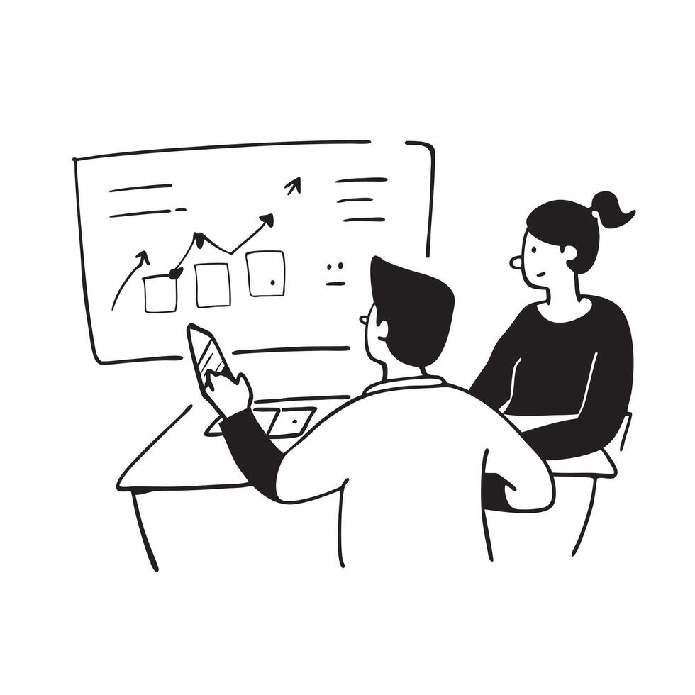 Candid shot of a business consultant reviewing a clients growth plan concept as A candid shot of a business consultant reviewing a growth plan with a client capturing the focused d Cleans vector