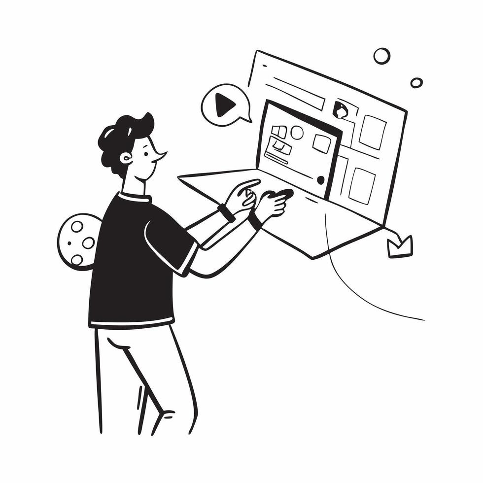 Candid shot of a content creator editing a on a digital workstation concept as A candid image of a content creator editing a on a high tech digital workstation in a cre Cleans vector