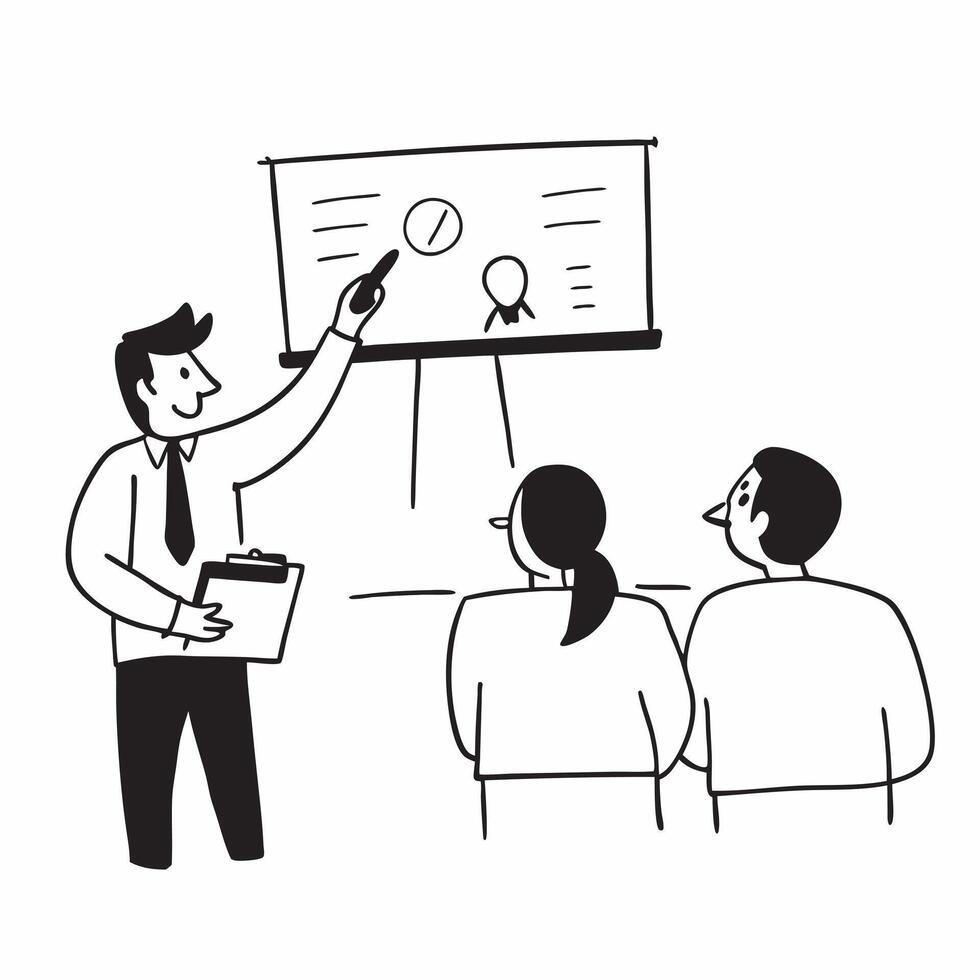 Candid shot of a CEO giving a presentation on business strategy concept as A candid shot of a CEO presenting a business strategy to a group of executives The camera captures the C Cleans vector