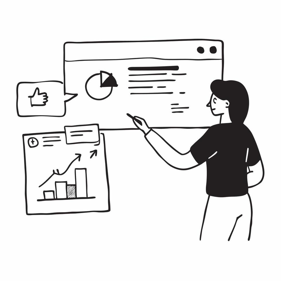 Candid shot of a data analyst presenting insights on a digital dashboard concept as A candid image of a data analyst presenting data insights on a digital dashboard during a meetin Cleans vector