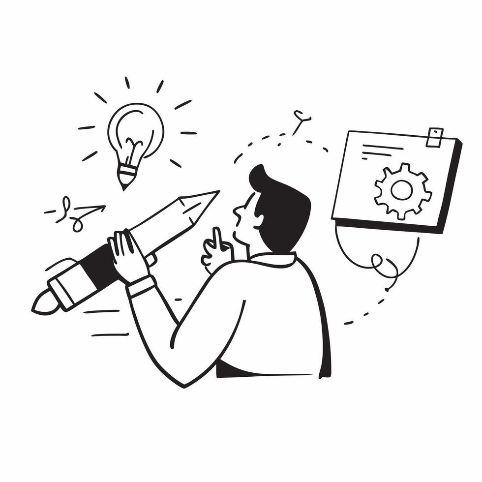 Candid shot of a futurist sketching ideas for a tech innovation concept as A candid photo of a futurist sketching ideas for a technological innovation in a notebook The image capt Cleans vector