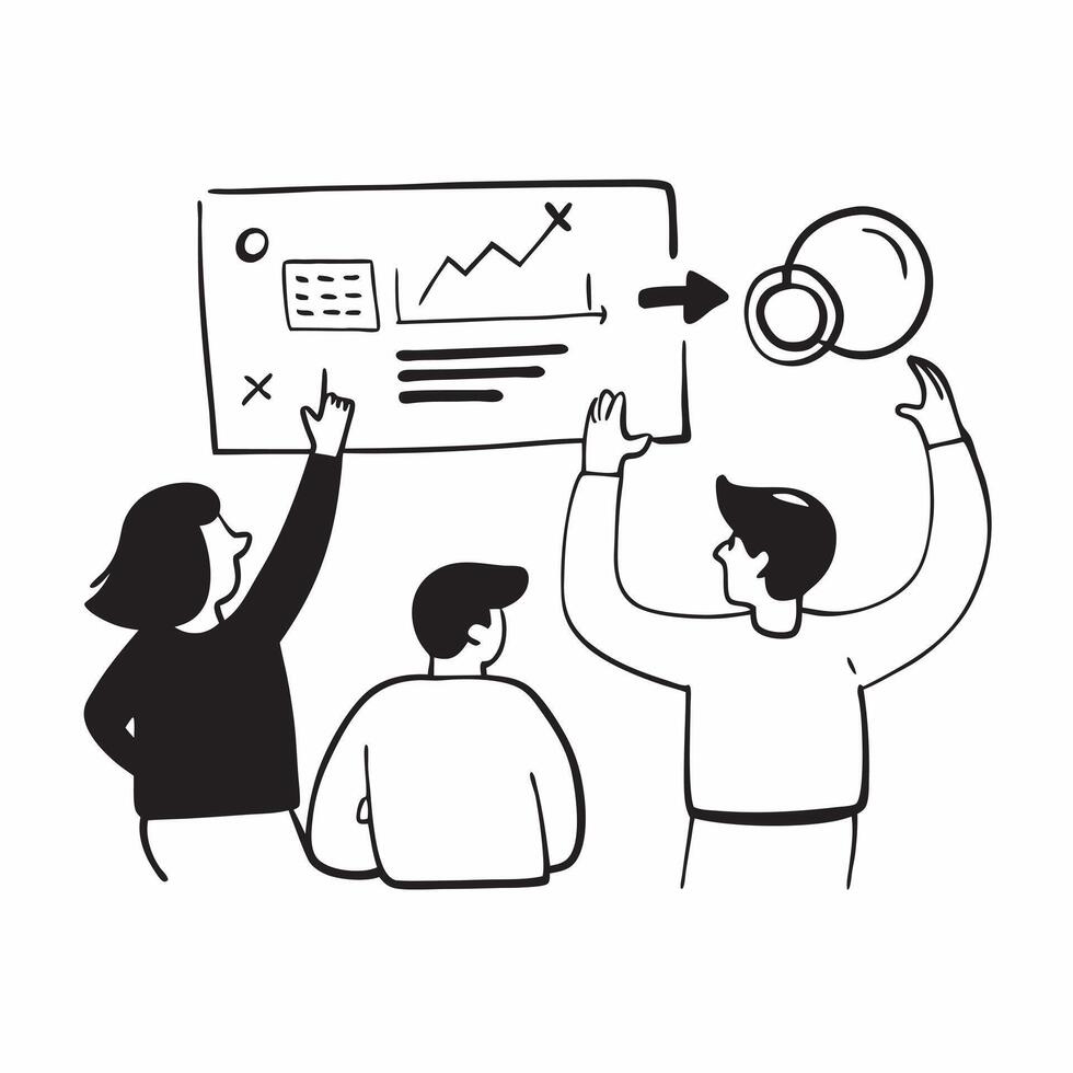 Candid shot of a finance team analyzing quarterly reports concept as A candid shot of a finance team analyzing quarterly reports with the camera focusing on the detailed discussion Cleans vector