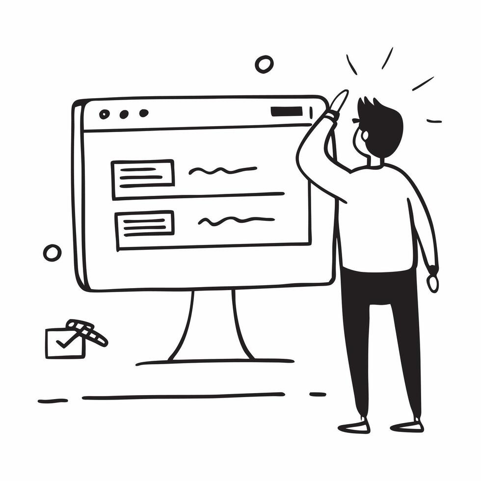 Candid shot of a software engineer debugging code in a modern office concept as A candid image of a software engineer debugging code on a large monitor in a modern office The phot Cleans vector
