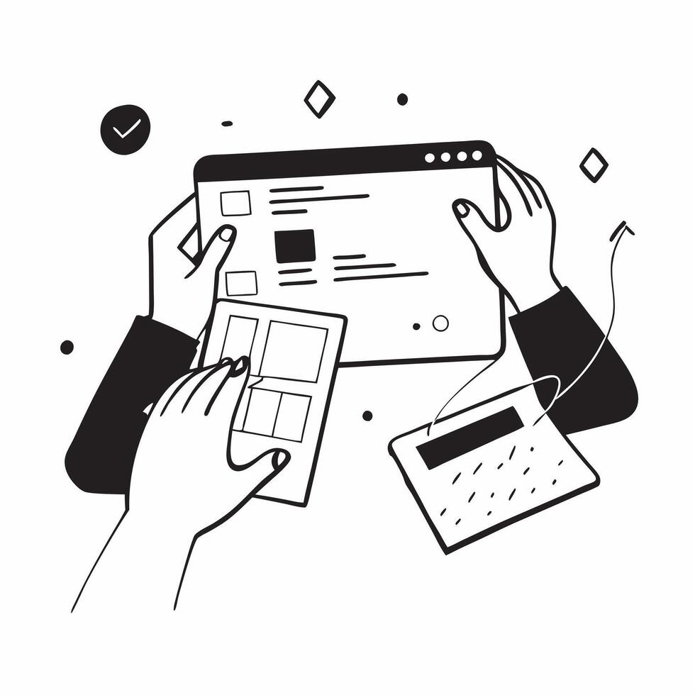 Candid shot of a UX designer creating user friendly interfaces concept as A candid photo of a UX designer creating user friendly interfaces on a digital tablet in a modern workspac Cleans vector