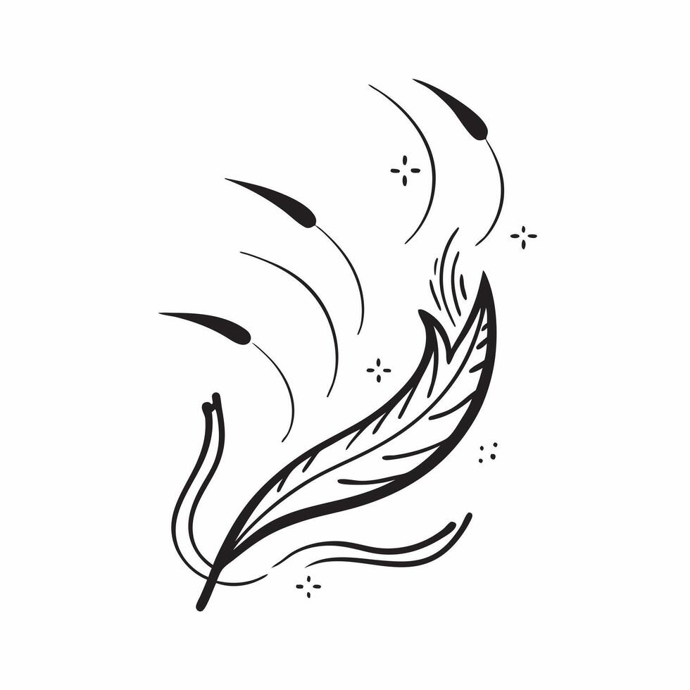 Feather and Wind Symbol with Gentle Breeze Text concept as A delicate feather and wind symbol floating together with Gentle Breeze text at the bottom The elements are isolated on Cleans Set 3 vector