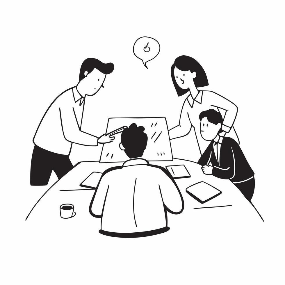 Financial officer collaborating with a team in an open plan office concept as A candid shot of a financial officer collaborating with a team in an open plan office The camera capt Cleans vector