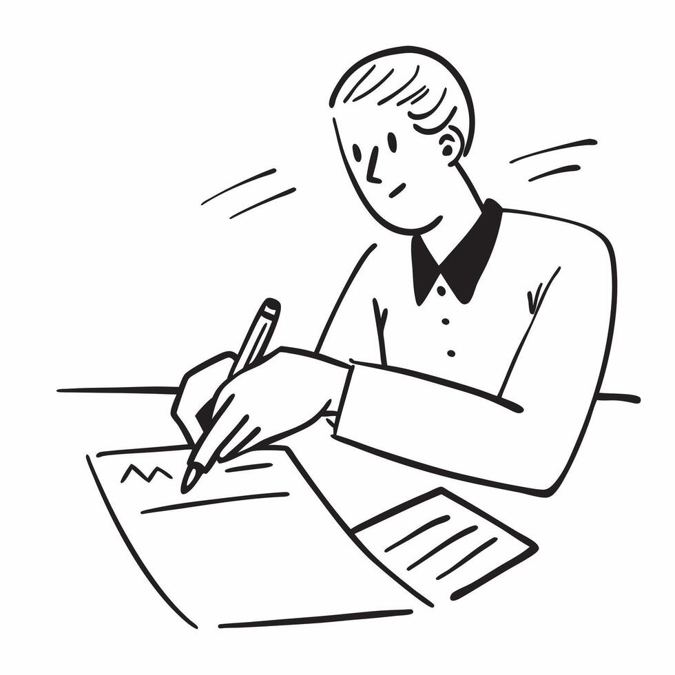 Financial officer signing documents at a desk with a serious expression concept as A candid shot of a financial officer sitting at a desk signing important documents with a serious Cleans vector