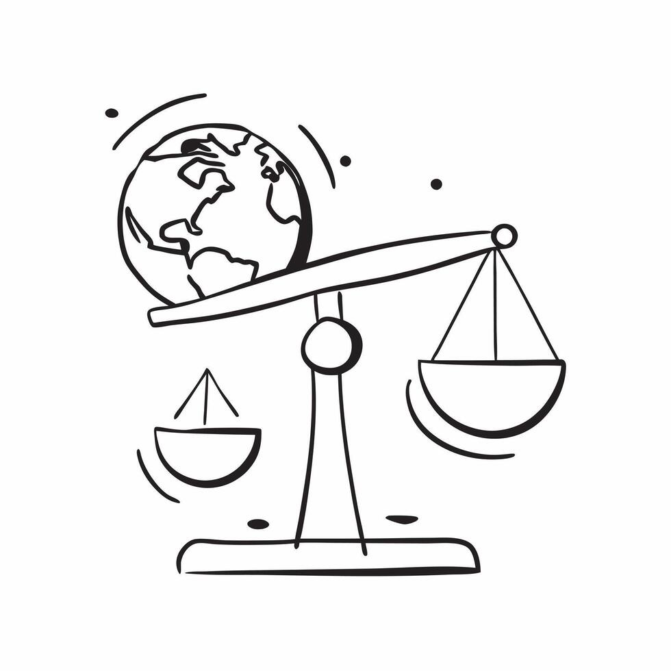 Flat Abstract balance scale and globe with Global Finance text concept as A sleek design featuring an abstract balance scale and globe with the text Global Finance The elem Cleans vector