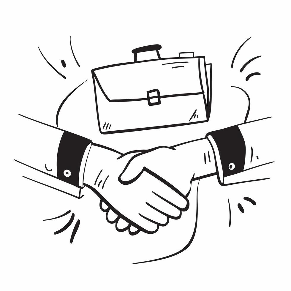 Flat Abstract briefcase and handshake with Business Deal text concept as A sleek design featuring an abstract briefcase and handshake with the text Business Deal The elemen Cleans vector