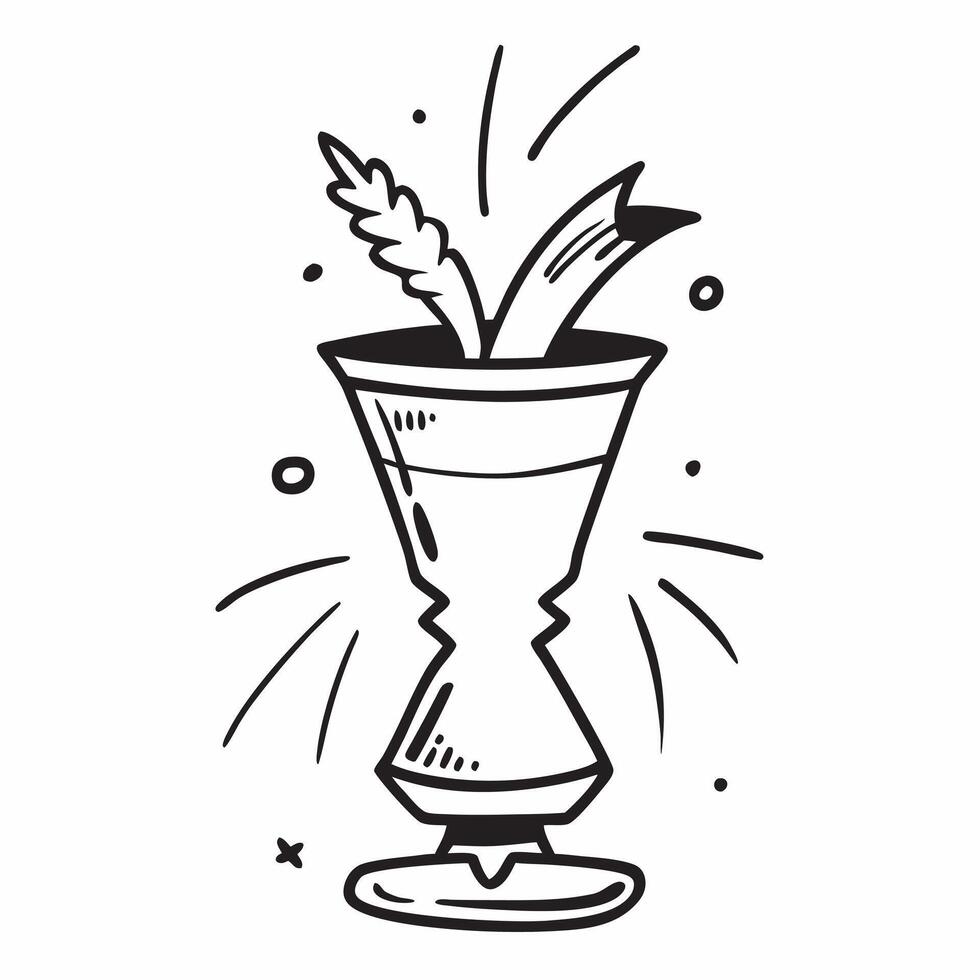 Flat Abstract cocktail shaker forming a tropical palm tree with Shaken Stirred text concept as A lively illustration where an abstract cocktail shaker morphs into a tropic Cleans vector