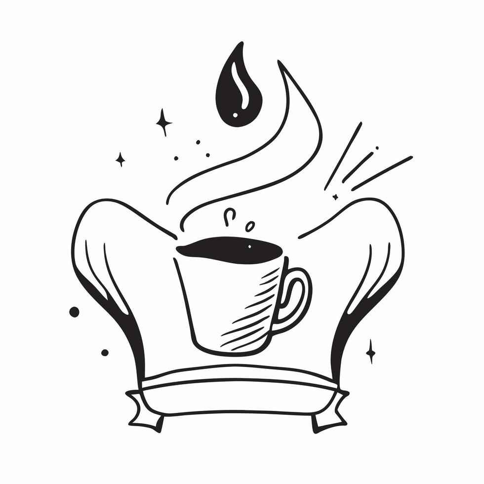 Flat Abstract glowing waveform creating a teacup outline concept as Glowing waveforms dance to form the outline of a teacup set against a dark background The camera oscillates gen Cleans vector