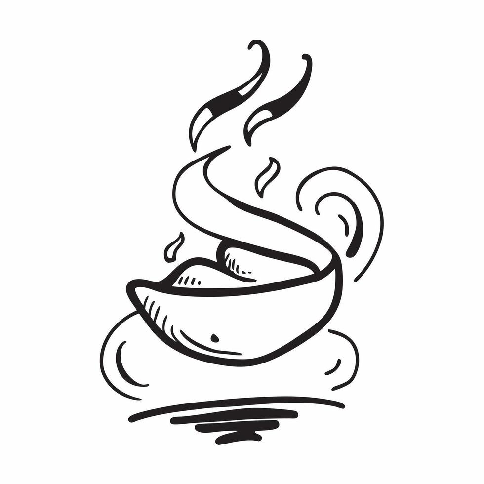 Flat Abstract steam lines forming a tea leaf with Steamy Relaxing text concept as A calming illustration featuring abstract steam lines forming the shape of a tea leaf wit Cleans vector