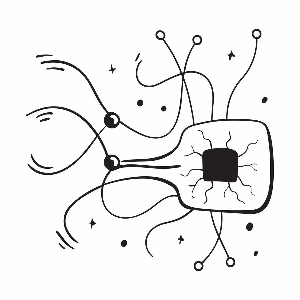 Flat AI inspired border with neural connections framing copy space concept as A border frame featuring AI inspired neural connections that surround a central copy space The neural Cleans vector