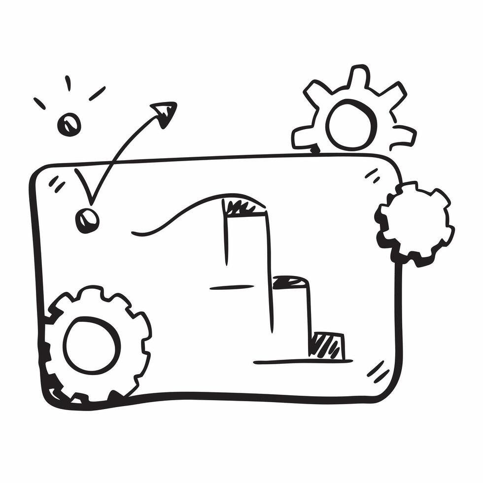 Flat Border frame with gears and bar chart for Process concept as A border frame featuring interlocking gears and a rising bar chart symbolizing the business process The frame pro Cleans vector