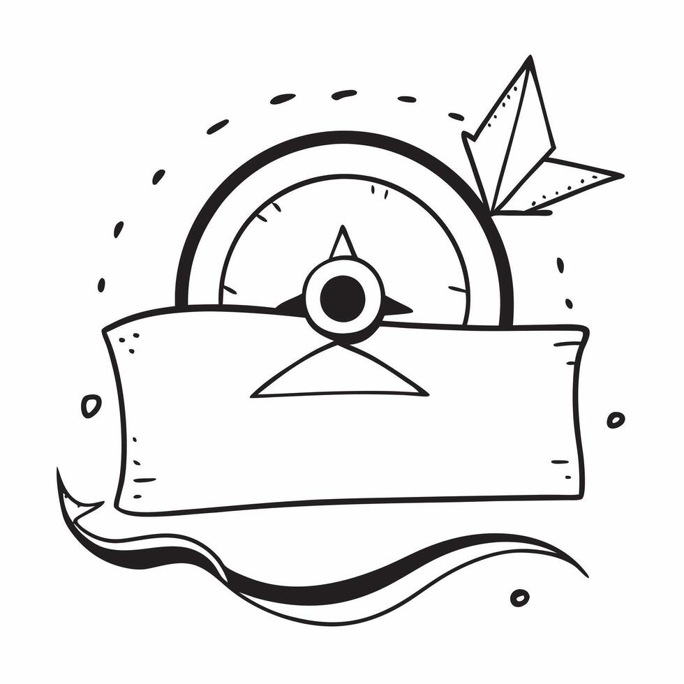 Flat Border frame with compass and arrow for Direction concept as A border frame featuring a compass and an arrow symbolizing business direction The design offers a clean copy spa Cleans vector