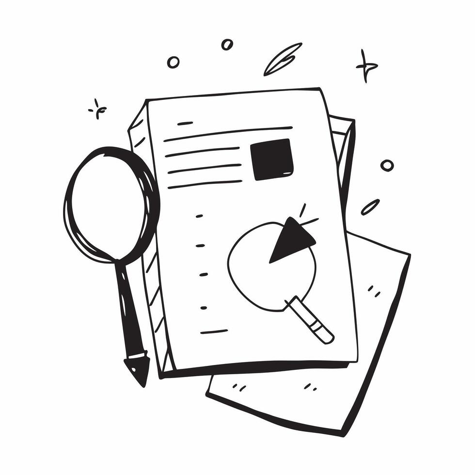 Flat Border frame with magnifying glass and document for Review and copy space concept as A border frame designed with a magnifying glass and document representing Review The elem Cleans vector