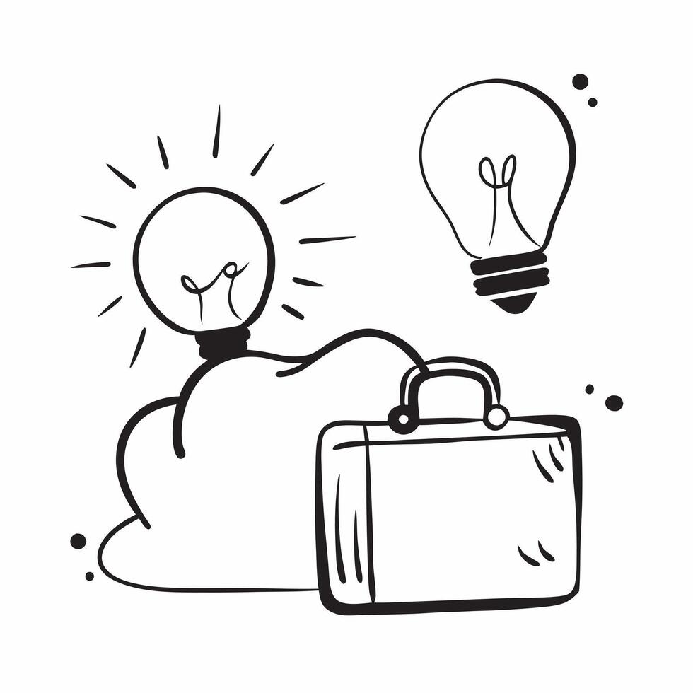 Flat Briefcase and light bulb border frame with Innovative Solutions text and copy space concept as A sleek border frame featuring a briefcase and light bulb in opposite corners wi Cleans vector