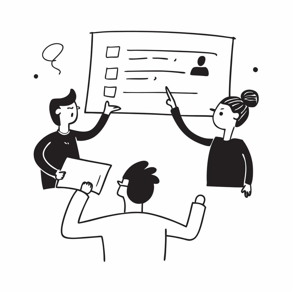 Flat Candid moment of a project manager updating a team on project status concept as A candid shot of a project manager updating their team on the status of a project The camera c Cleans vector