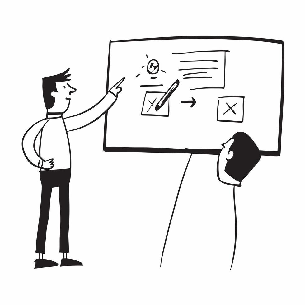 Flat Candid shot of a CEO giving a presentation on business strategy concept as A candid shot of a CEO presenting a business strategy to a group of executives The camera captures Cleans vector