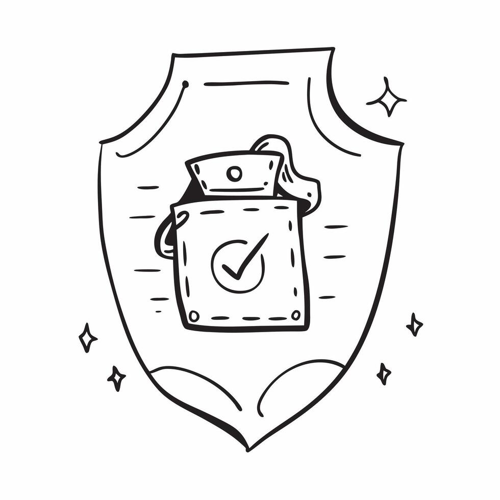 Flat Cybersecurity shield border with glowing lock and copy space concept as A border frame featuring a cybersecurity shield design with a glowing lock icon framing a central copy Cleans vector