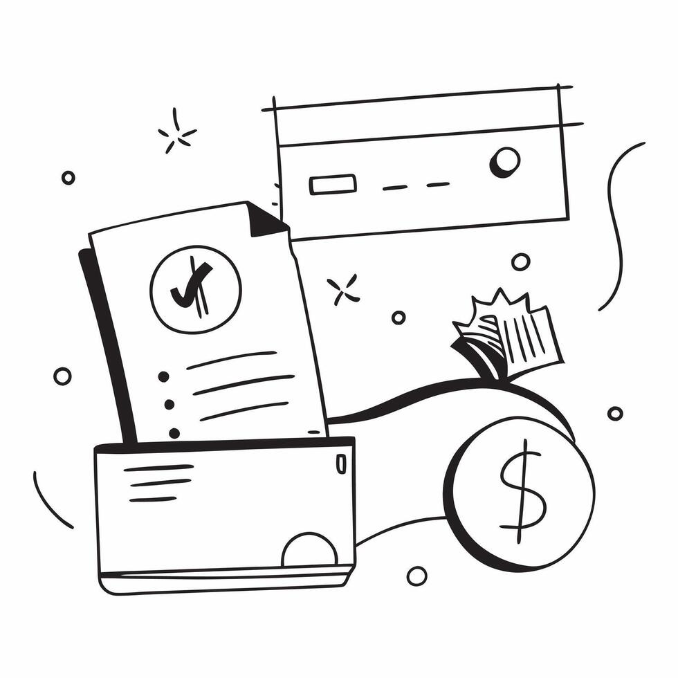 Flat Credit card and dollar sign border frame with Financial Strategy text and copy space concept as A sleek border frame featuring a credit card and dollar sign at opposite corner Cleans vector