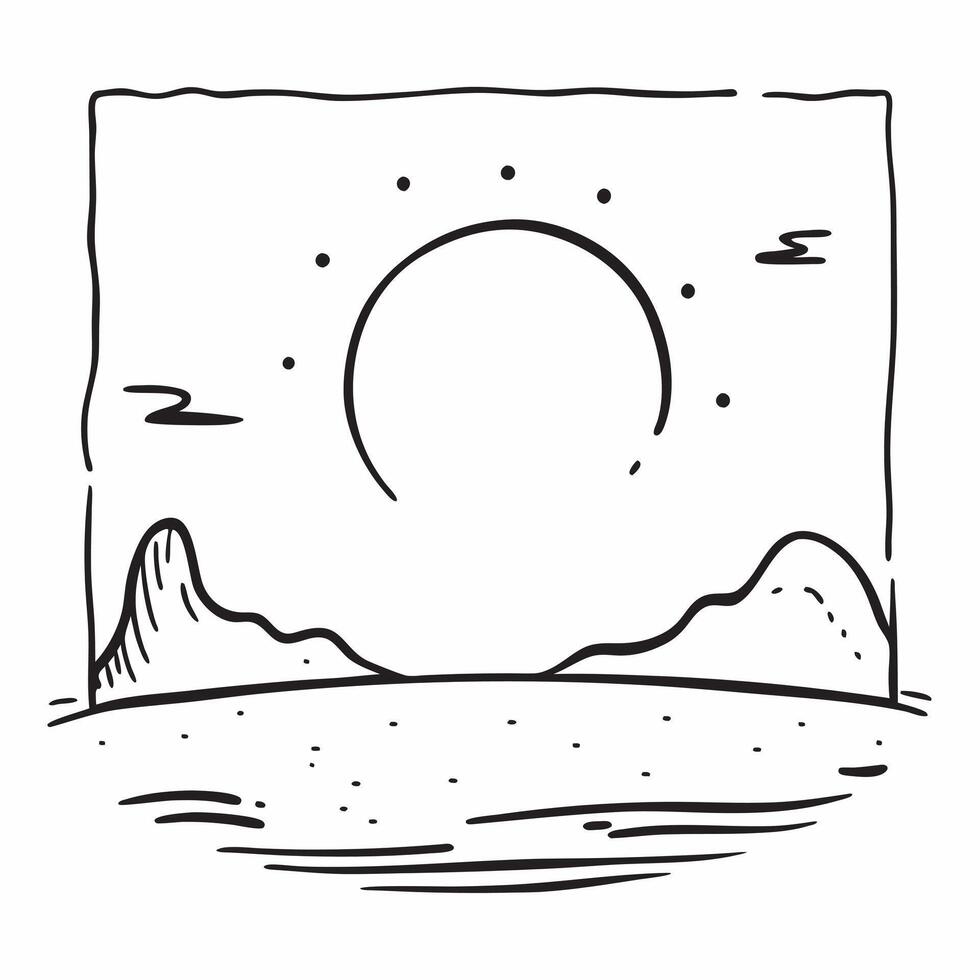 Flat Desert Sand Dunes and Sun Border Frame with Copy Space concept as A border frame featuring desert sand dunes and the sun at opposite ends with ample copy space in the middle Cleans Set 3 vector