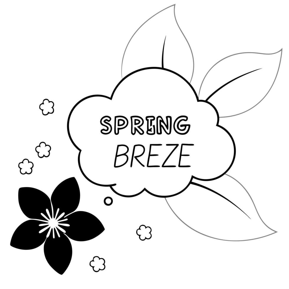 Flat Falling Cherry Blossom and Breeze Symbol with Spring Breeze Text concept as A cherry blossom petal and breeze symbol floating together with Spring Breeze text subtly included Cleans Set 2 vector
