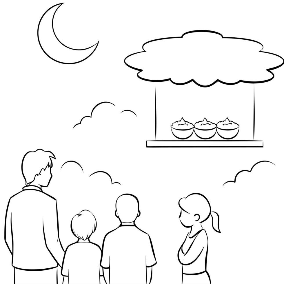Flat Family Admiring Mooncake Display at Mid Autumn Festival concept as A candid shot of a family admiring a beautifully arranged mooncake display during the Mid Autumn Festival wi Cleans vector