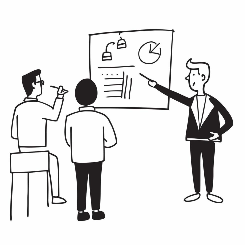 Flat Financial officer leading a financial presentation with a projector concept as A candid image capturing a financial officer leading a presentation with a projector in a meetin Cleans vector