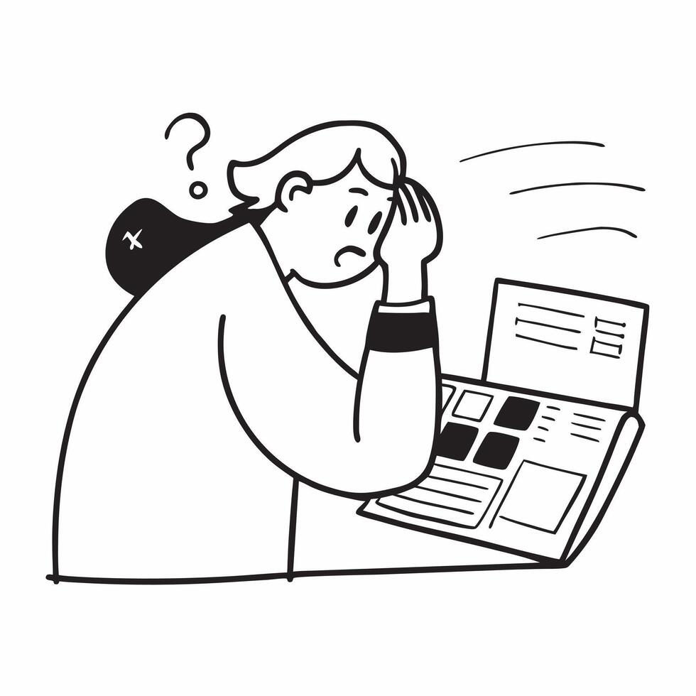 Flat Financial officer looking over financial reports with a concerned expression concept as A candid shot capturing a financial officer sitting at a desk looking over financial re Cleans vector