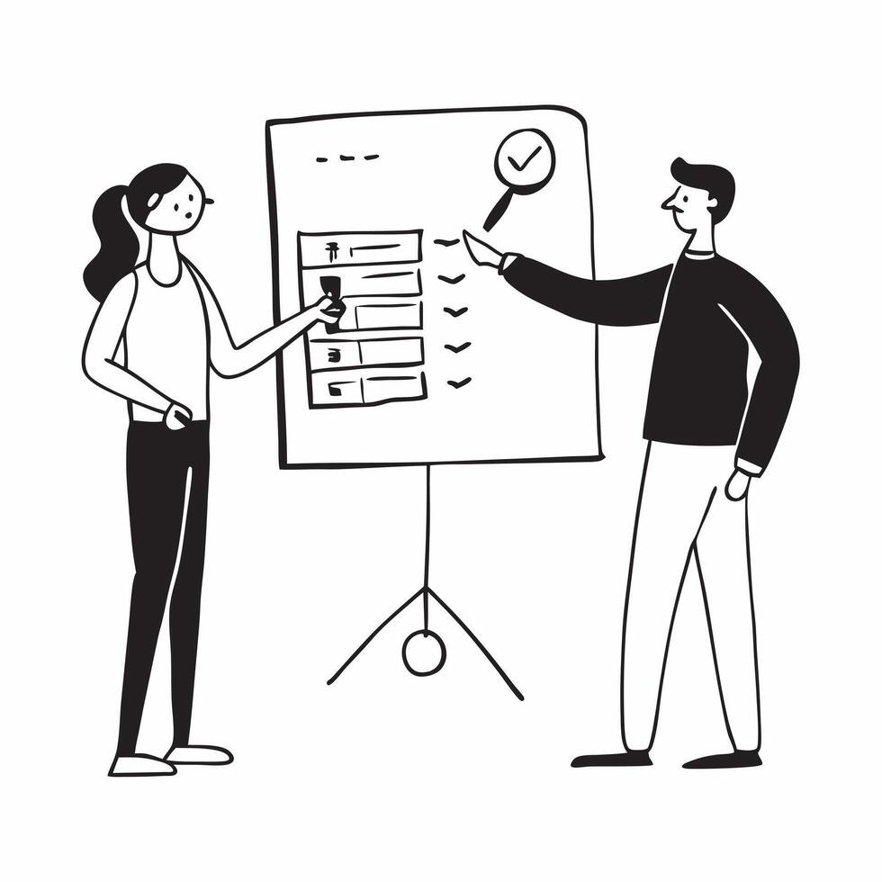 Flat Financial officer explaining tax strategies on a whiteboard concept as A candid shot capturing a financial officer standing and explaining tax strategies on a whiteboard durin Cleans vector