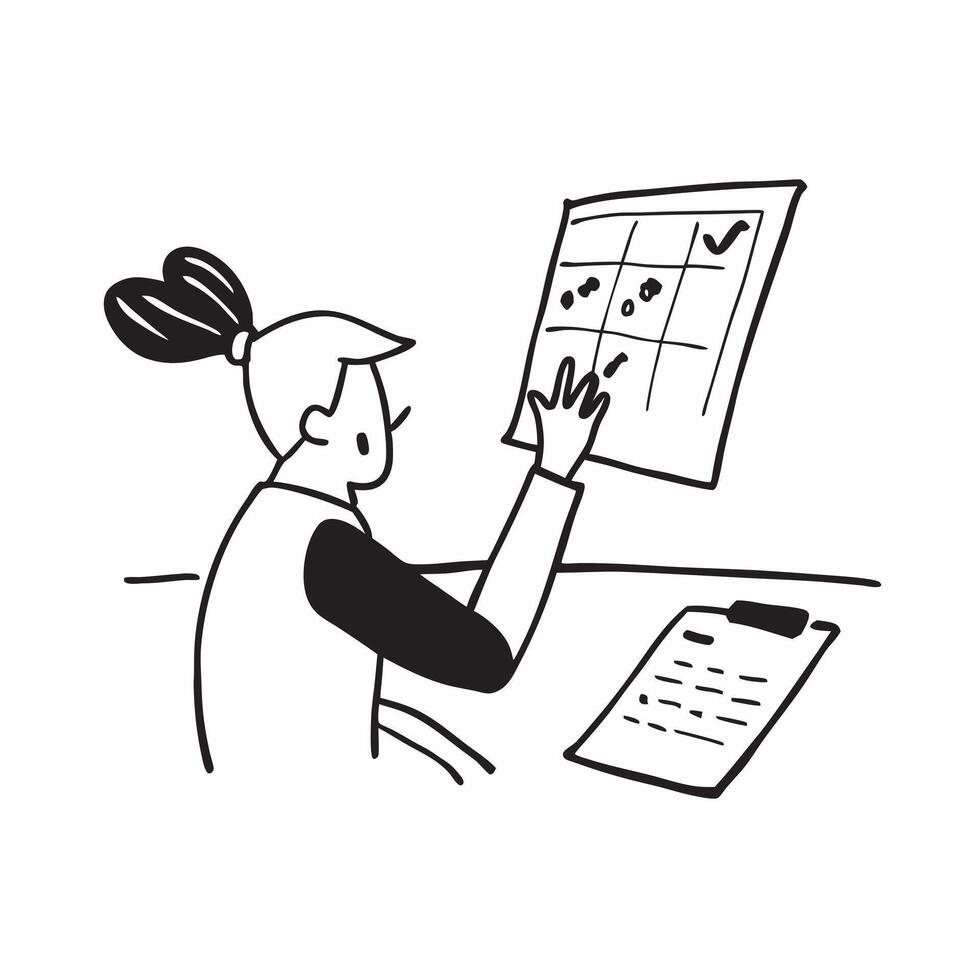 Flat Financial officer reviewing a budget spreadsheet on a laptop concept as A candid shot of a financial officer sitting at a desk reviewing a budget spreadsheet on a laptop The Cleans vector