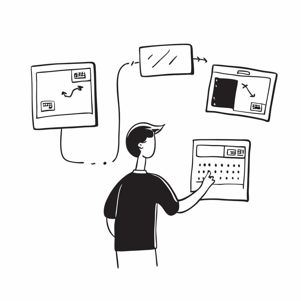 Flat Financial officer reviewing market data on multiple screens in a trading room concept as A candid image of a financial officer intensely reviewing market data on multiple scre Cleans vector