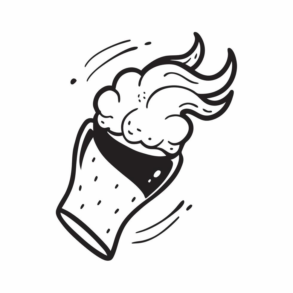 Flat Floating beer mug with froth forming a cool wave with Frosty Mug text concept as A crisp illustration of a floating beer mug with froth creating a cool wave paired with Cleans vector